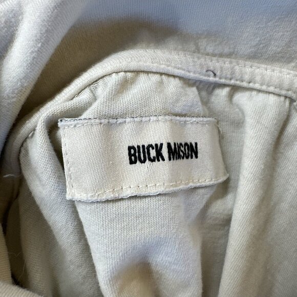 Buck Mason Polo Shirt Mens Large Beige Cotton Short Sleeve Business Preppy FLAW - Picture 6 of 9